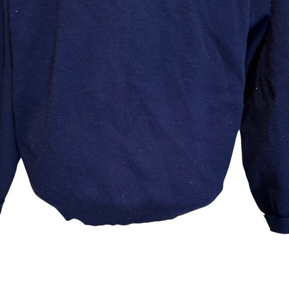 Vintage Pitlochry Navy Blue Cardigan Sweater Women Sz Medium Floral Embroidered - Picture 13 of 16